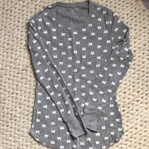 Old Navy Polar Bear Waffle Shirt Sz M